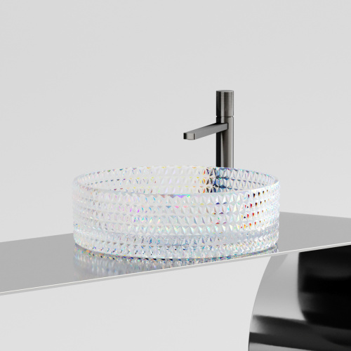 Раковина стеклянная Ceramica Nova CRISTAL CN6059 40х40 накладная цвет прозрачный без отверстий под смеситель - фото 5